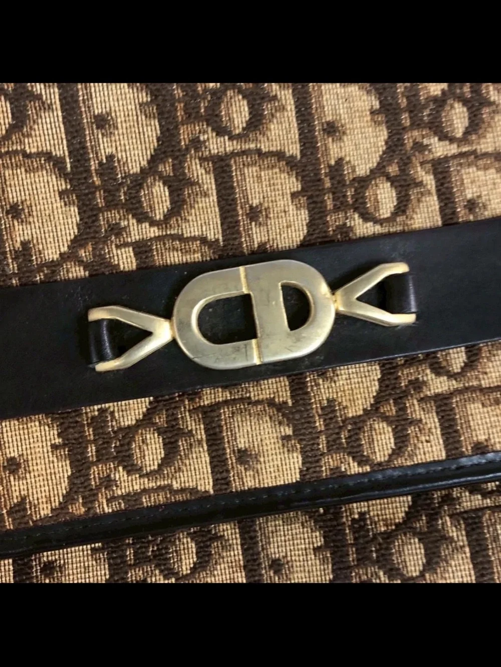 Dior Brown Monogram Crossbody with Gold Chain